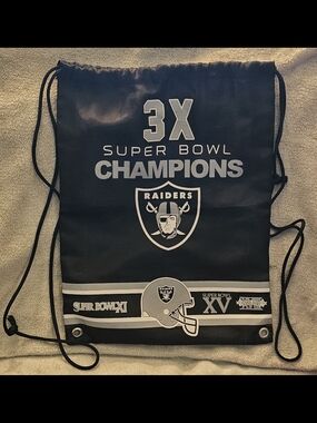 Raiders Black 3X Super Bowl Champions Drawstring Backpack
